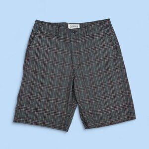 gray red black plaid alt emo skater grunge shorts